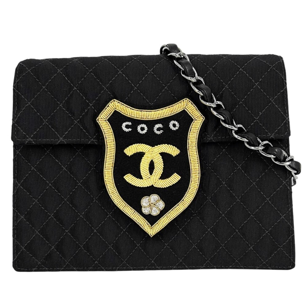 Chanel women's shoulder bag, Matelassé style, emblem patch, Coco Mark, chain ...